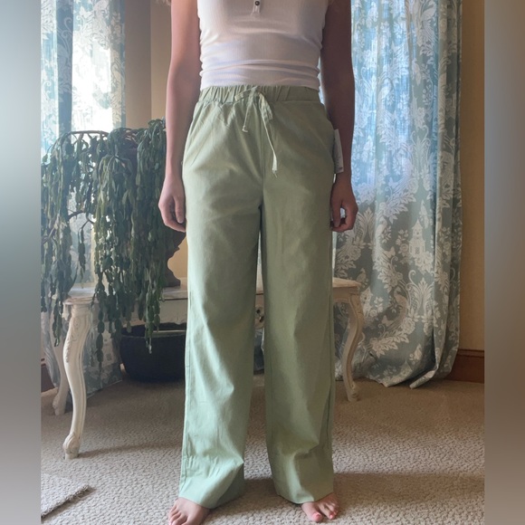 Green wide leg linen pants - Picture 9 of 10